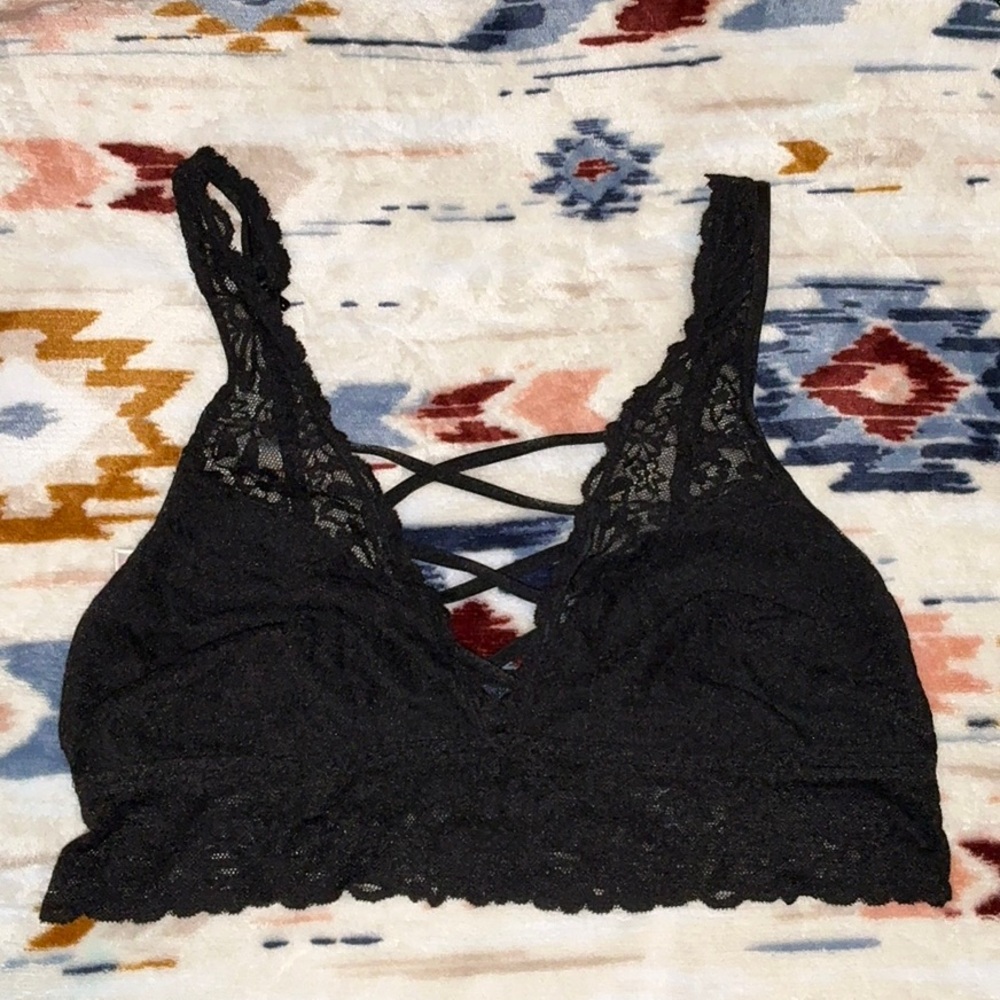Victoria's Secret Black Lace Bra with Scalloped Neckline